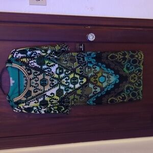 New with Tags Sandra Darren Green,Black, & Teal Short Sleeve Stretch Dress Sz 12